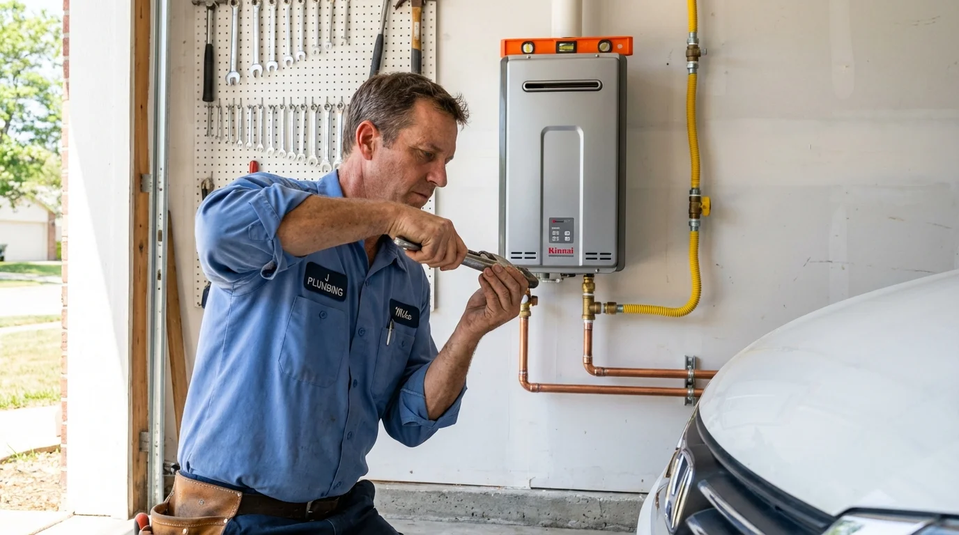 Tankless water heater installation by a Johns Plumbing LLC plumber in Sun Valley