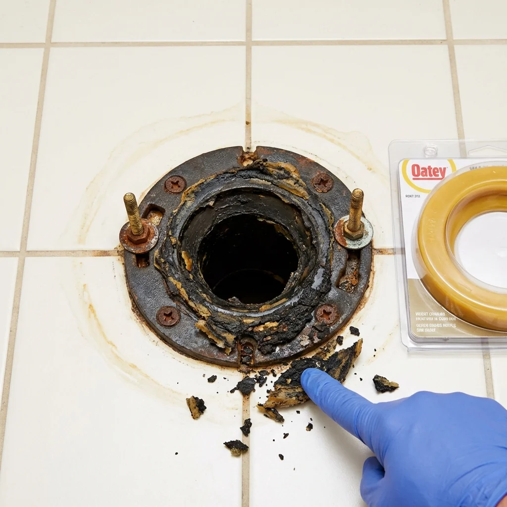 Failed wax ring showing water seepage at the base of a toilet in a Sun Valley, ID home
